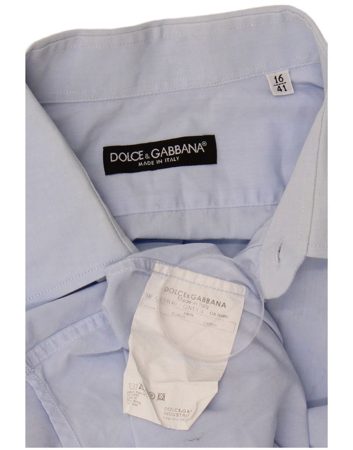 DOLCE & GABBANA Camicia da uomo Taglia 16 41 Large Blu Cotone