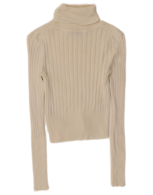 Top corto da donna Zara con collo alto a maniche lunghe UK 10 piccolo in viscosa bianca