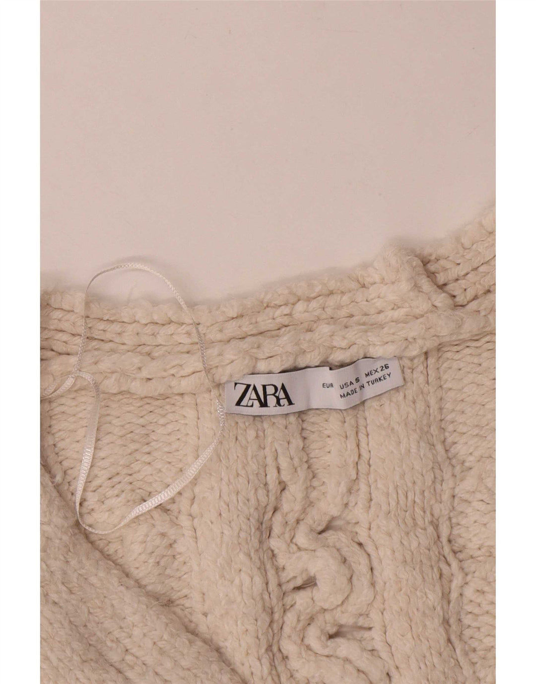 Maglione cardigan oversize corto da donna Zara UK 10 piccolo acrilico bianco