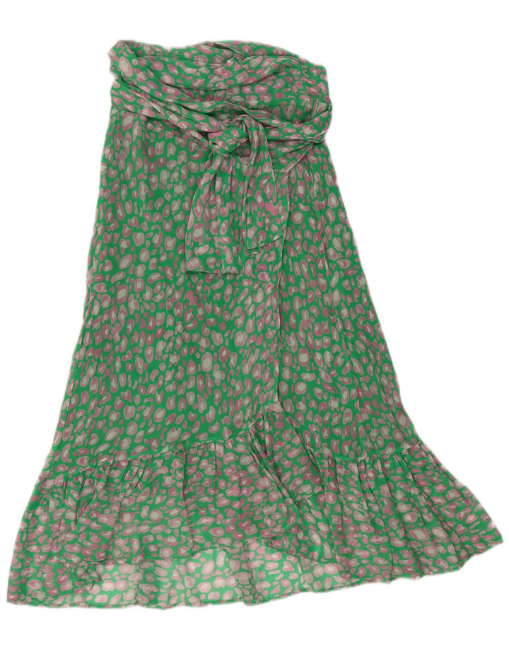 Gonna a portafoglio da donna VINTAGE piccola W33 viscosa screziata verde