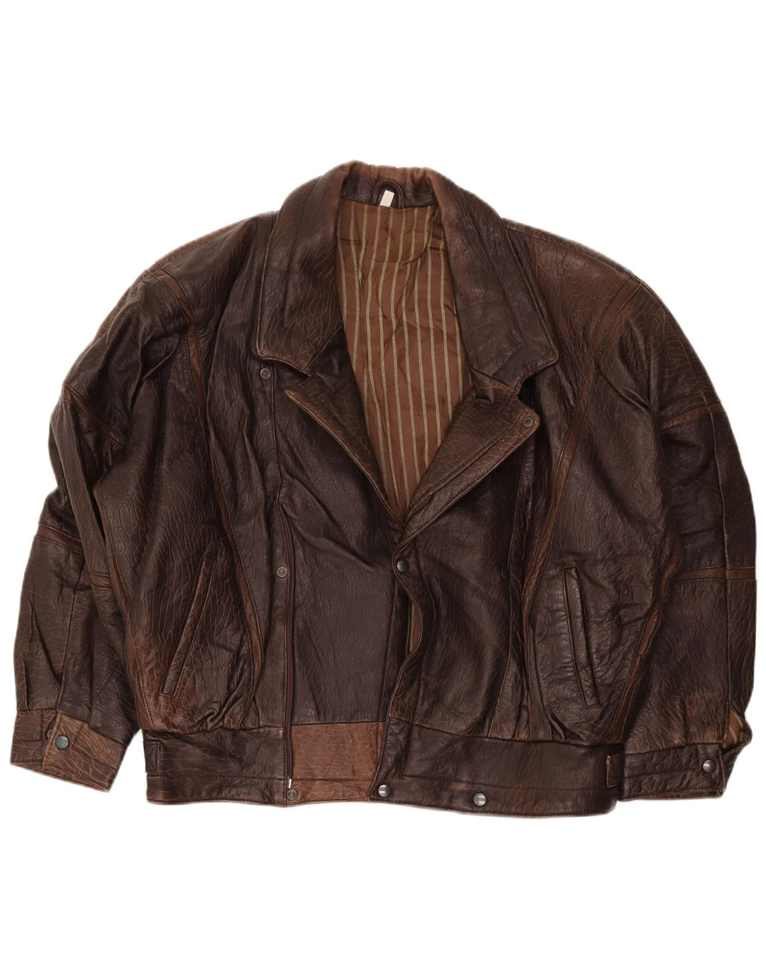 Giacca in pelle vintage da uomo IT 52 XL Marrone