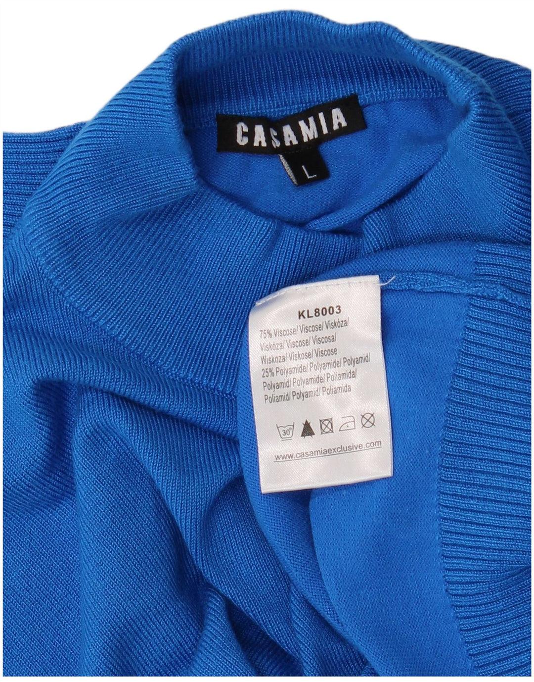 Maglione maglione da donna CASAMIA con collo alto UK 16 grande viscosa blu