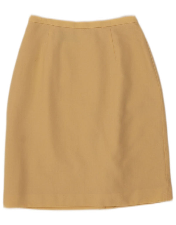 Gonna a tubino a vita alta da donna Laura Ashley UK 10 piccola W24 lana gialla