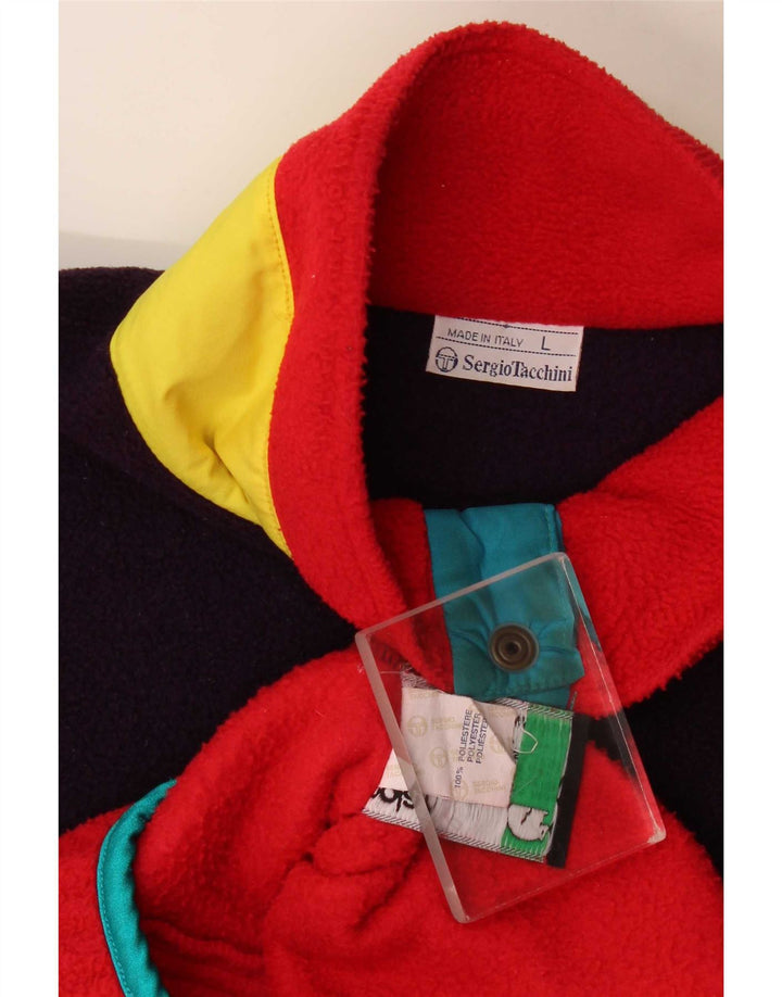 Sergio Tacchini Maglione in pile da uomo con collo abbottonato, grande color rosso