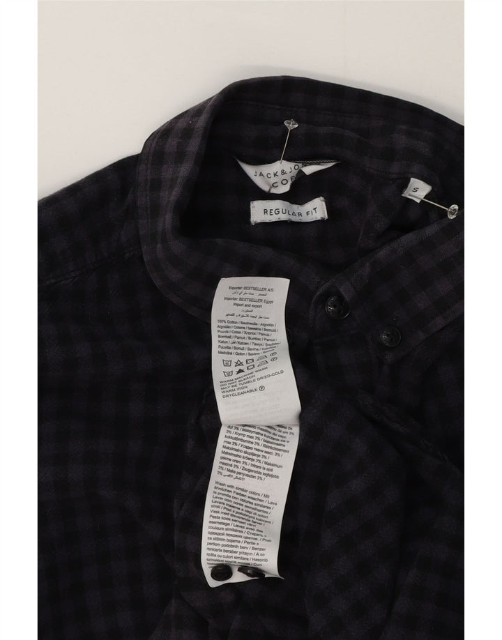 Jack & Jones Camicia da uomo a maniche corte vestibilità regolare piccola a quadretti blu navy