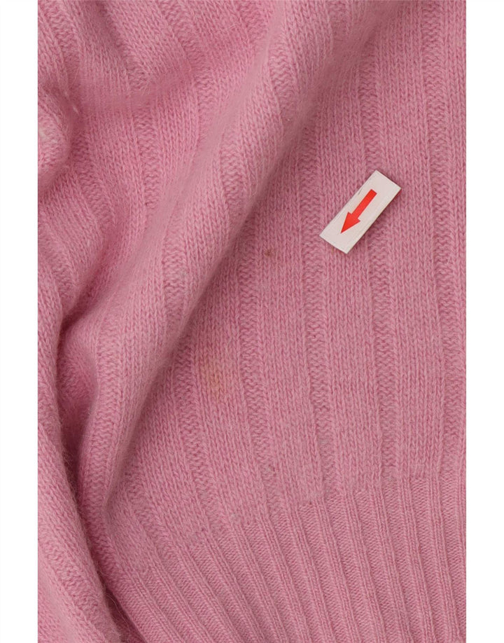 Maglione maglione vintage da donna con collo alto UK 14 rosa medio