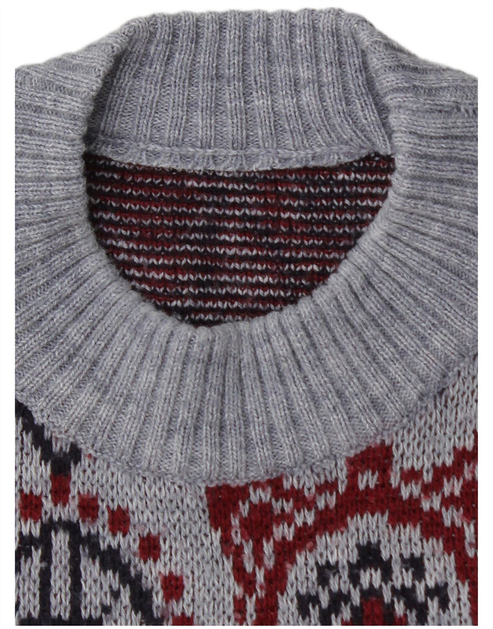 Maglione maglione girocollo da uomo VINTAGE blu medio Fair Isle