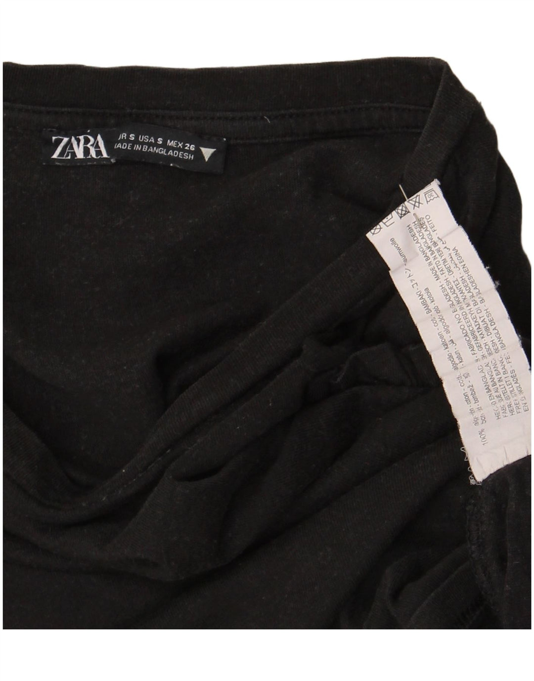 T-shirt corta oversize da donna Zara UK 10 piccola in cotone nero