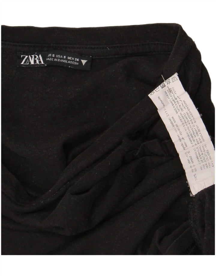 T-shirt corta oversize da donna Zara UK 10 piccola in cotone nero