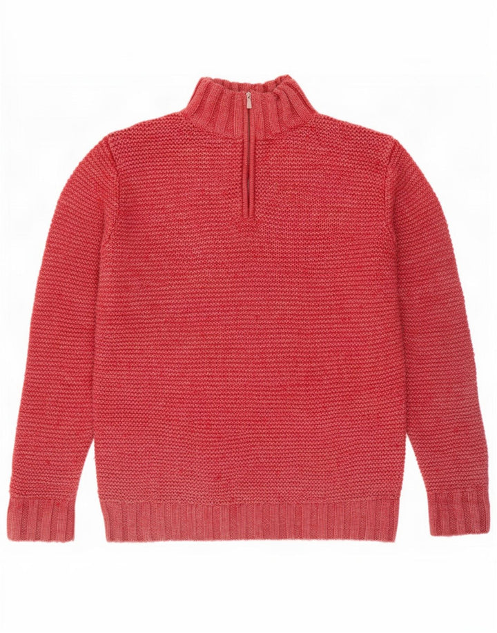 Egon Von Furstenberg Maglione da uomo con zip e collo grande in lana rossa