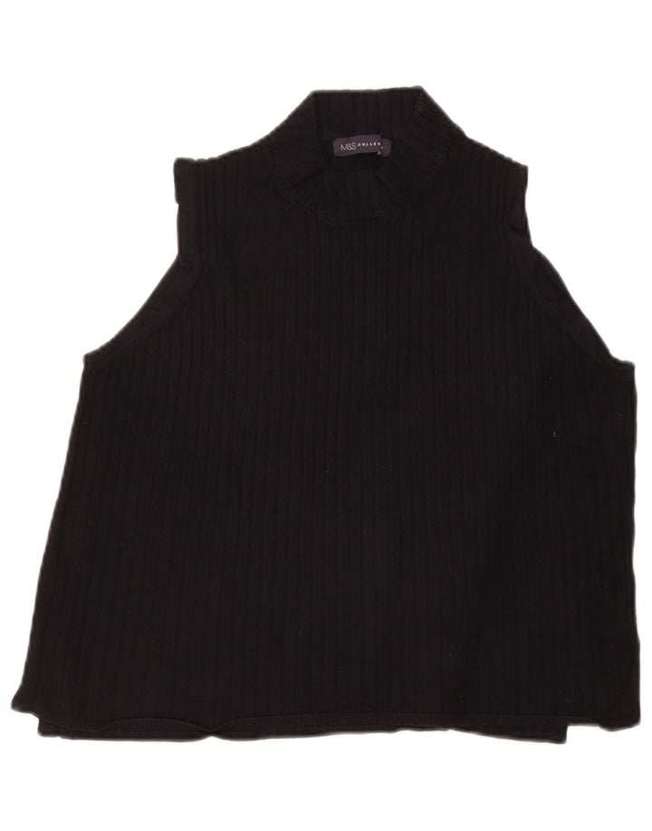 Top corto senza maniche da donna Marks & Spencer UK 20 2XL viscosa nera