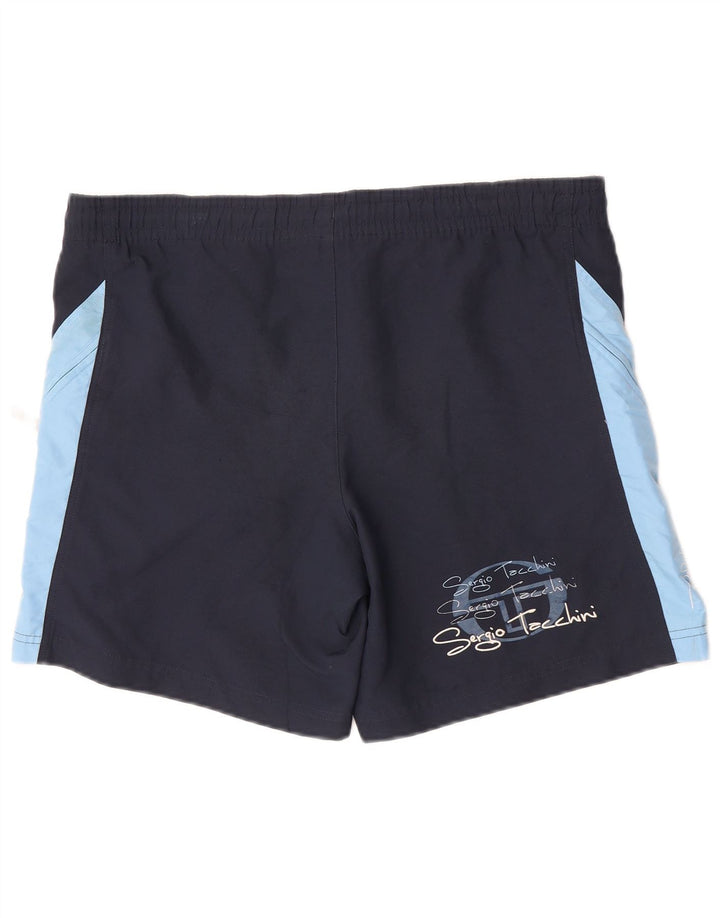 Pantaloncini sportivi grafici da uomo Sergio Tacchini color block medio blu navy