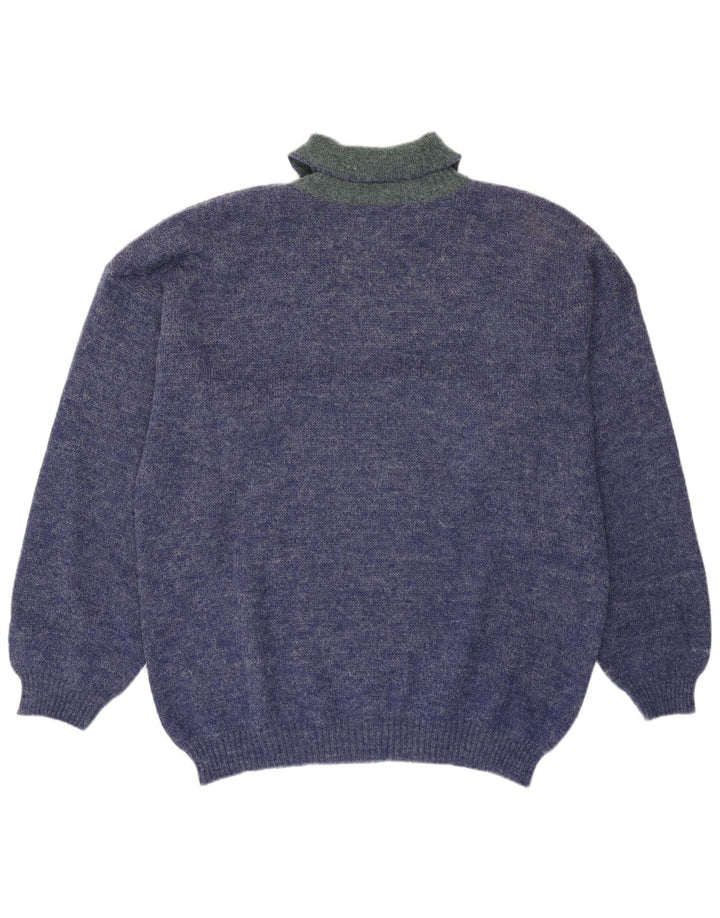 Maglione con collo a polo grafico da uomo Blue Flame XL chiazzato