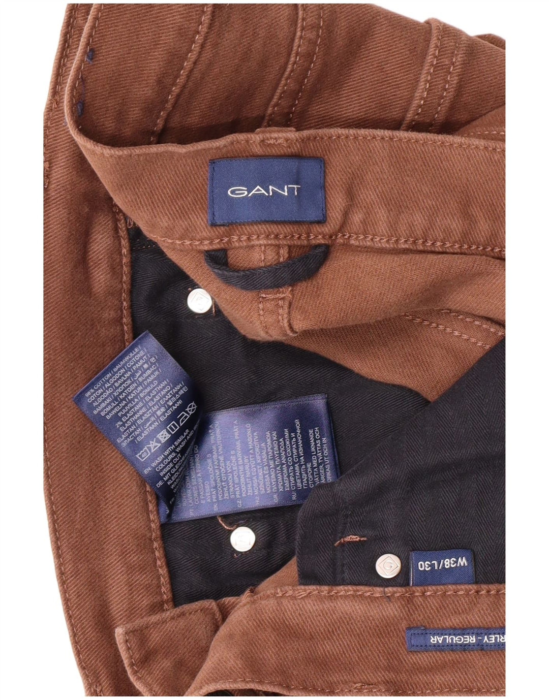 Pantaloni casual dritti da uomo GANT W38 L30 in cotone marrone
