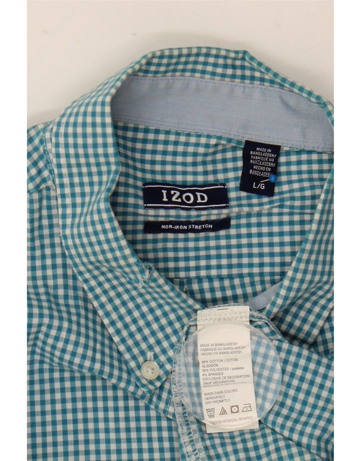 Camicia da uomo Izod grande in cotone a quadretti blu