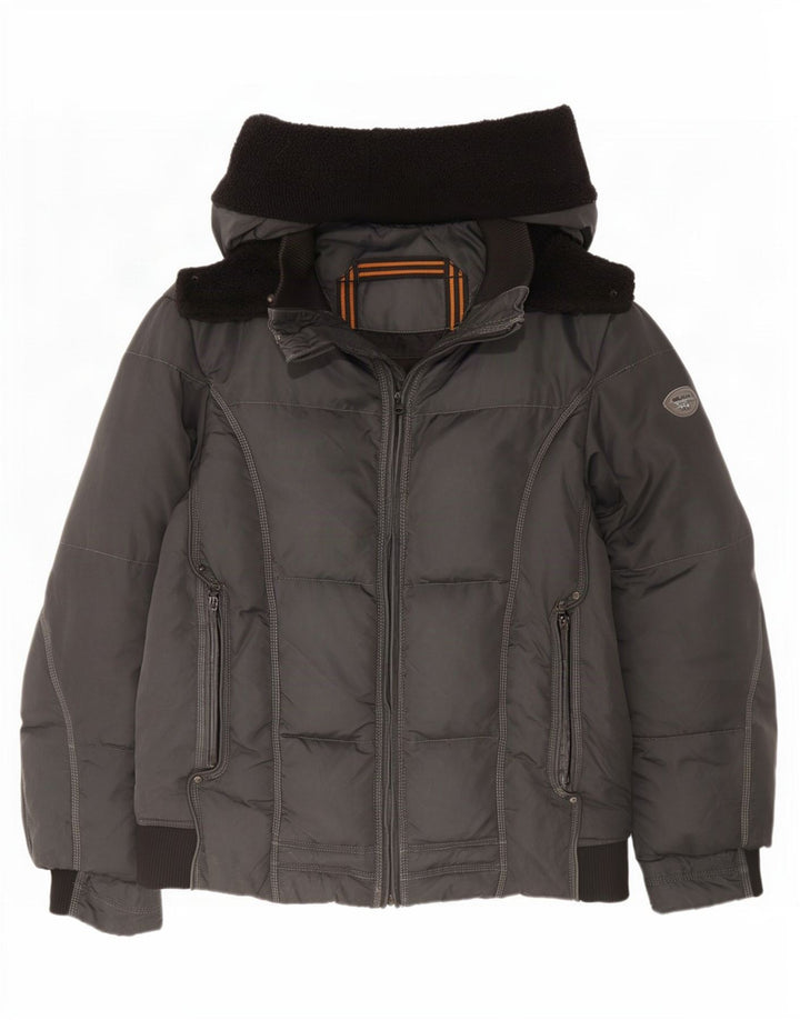Giacca imbottita bomber con cappuccio da uomo Gas UK 42 XL Grigia