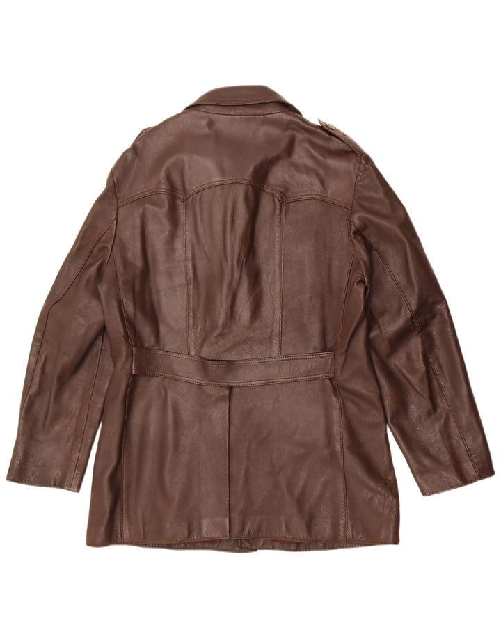 Giacca in pelle militare vintage da uomo UK 36 piccola marrone