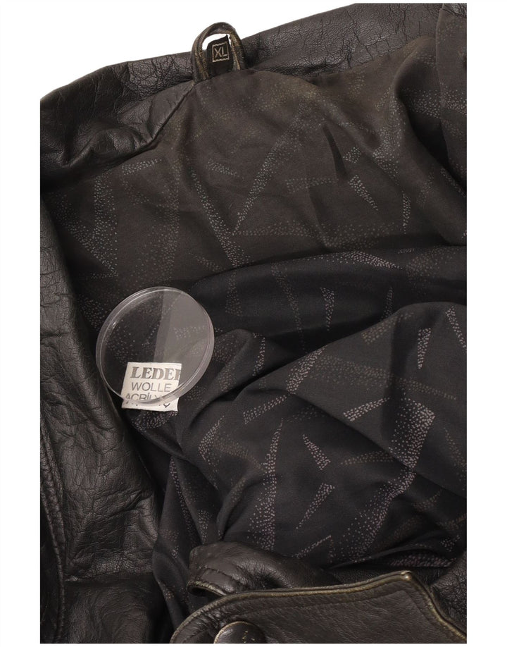 Giacca in pelle oversize corta da donna vintage UK 18 XL in pelle nera