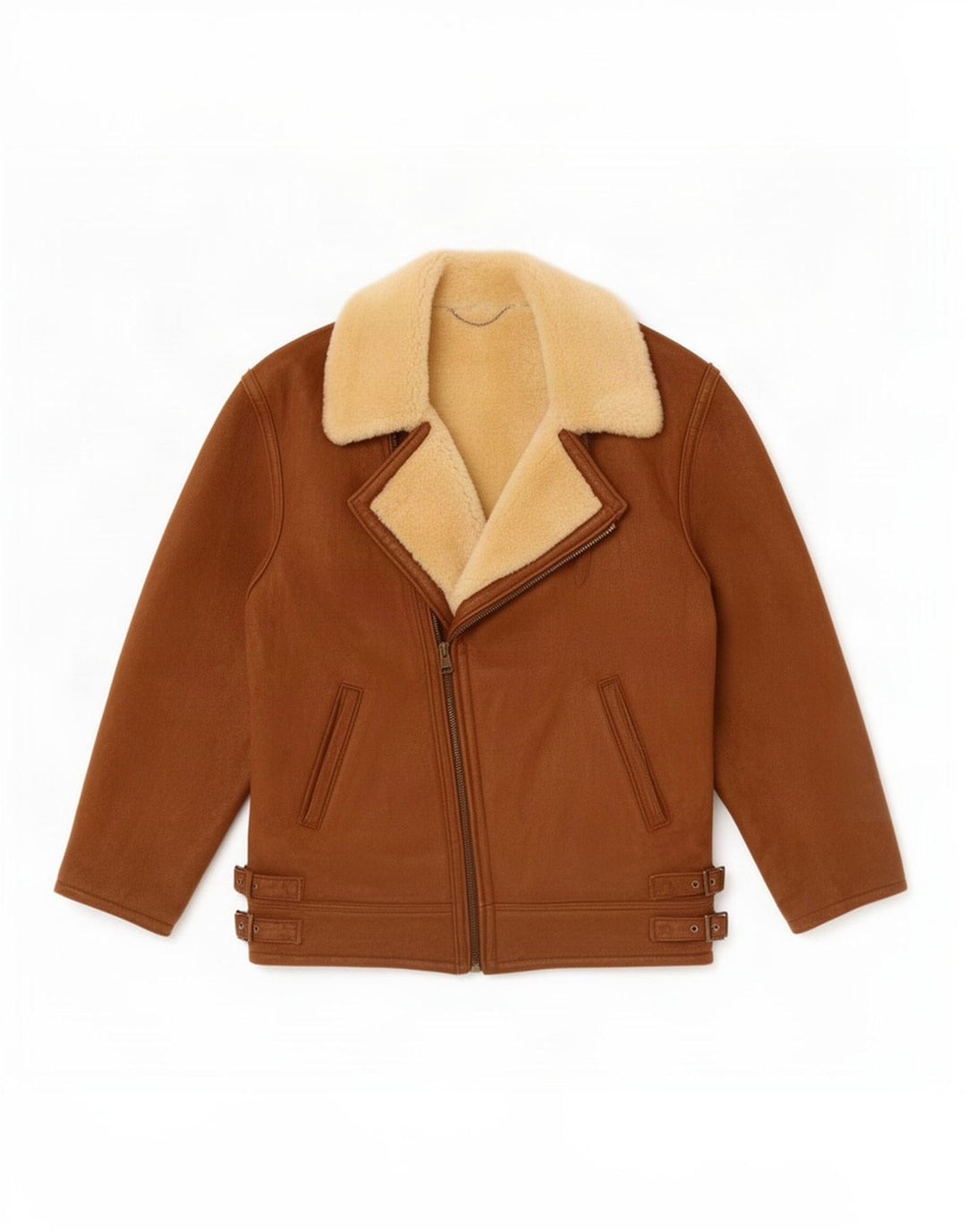 Giacca in shearling vintage da donna UK 14 grande marrone