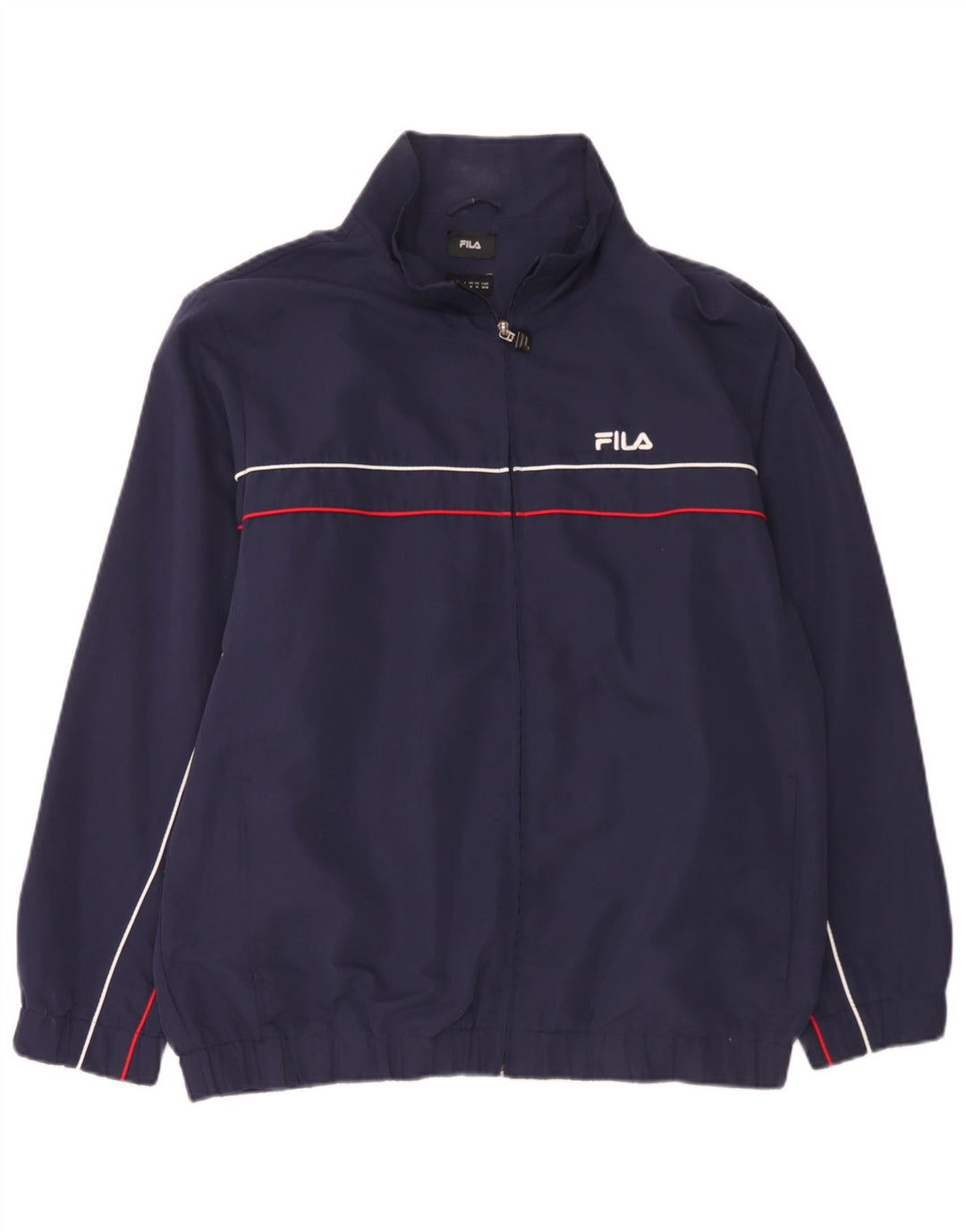 Giacca bomber da uomo vestibilità ampia Fila UK 38 poliestere a righe blu navy medio