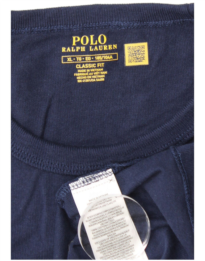 POLO RALPH LAUREN T-shirt da uomo dalla vestibilità classica Top XL in cotone blu navy