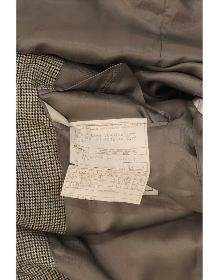 Corneliani Giacca Blazer 2 Bottoni Uomo IT 54 2XL Pied De Poule Grigio