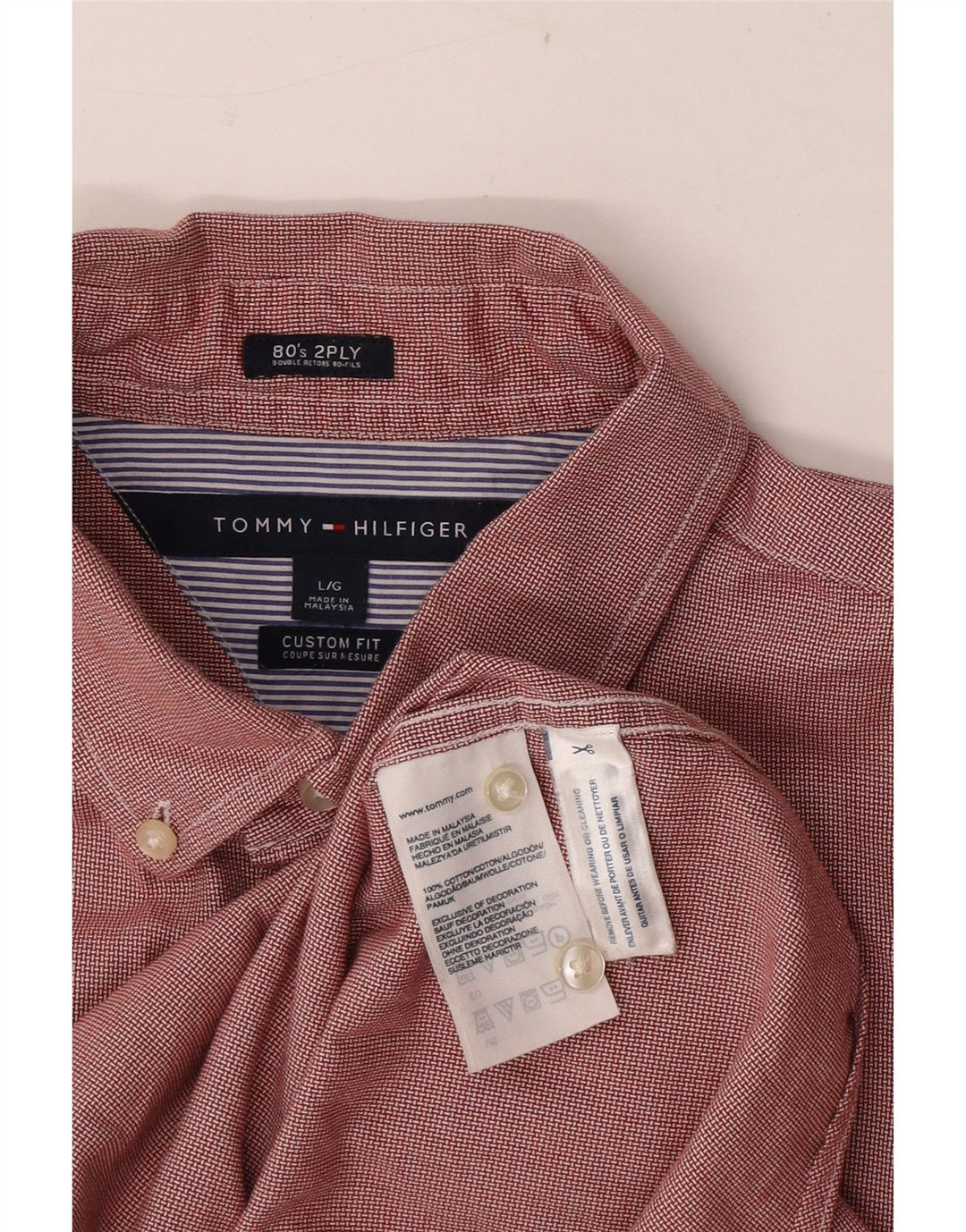Camicia da uomo su misura Tommy Hilfiger, cotone a quadri rossi grandi
