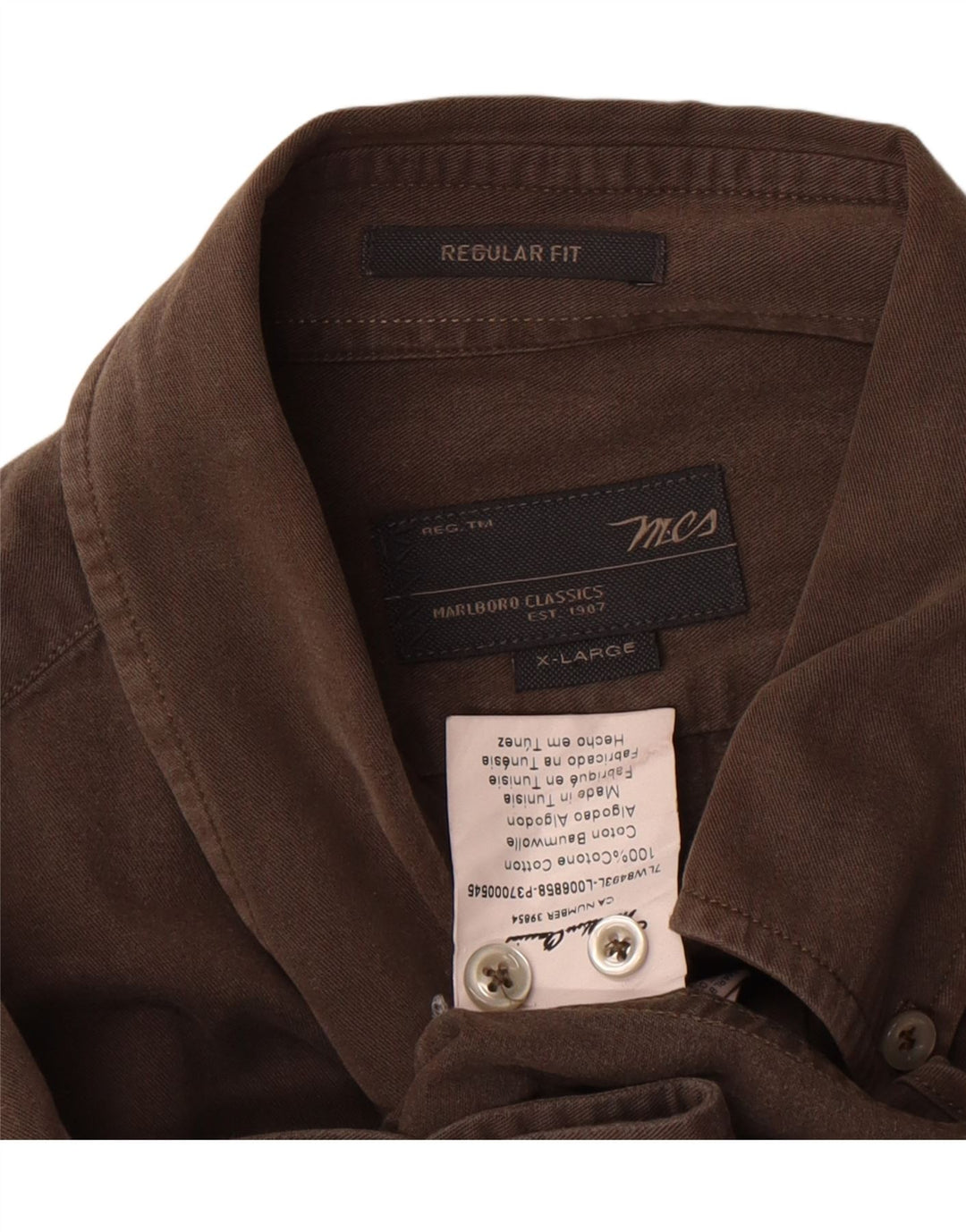 Camicia da uomo Regular Fit Marlboro Classics XL in cotone marrone