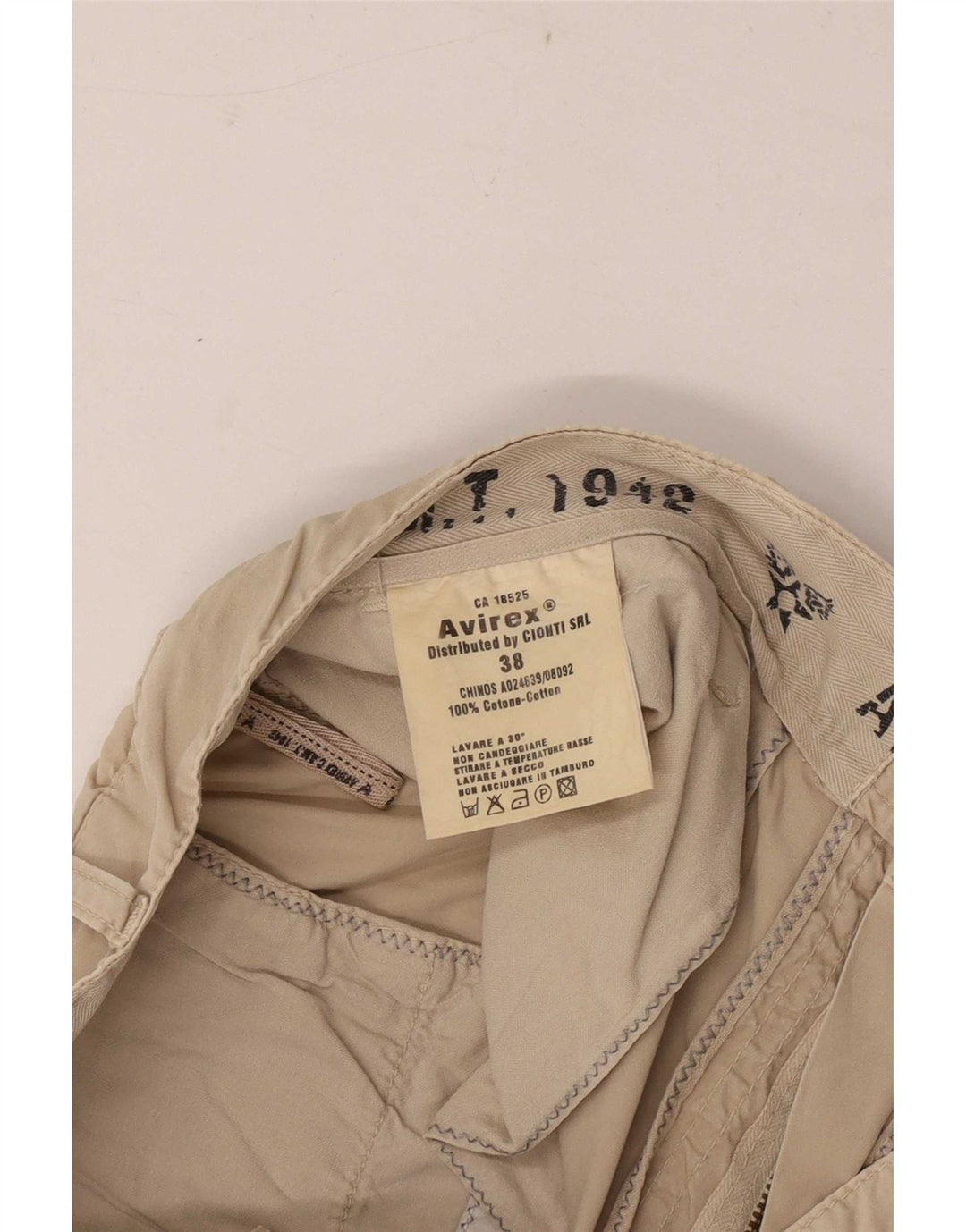 Pantaloni chino regolari da uomo Avirex W38 L32 cotone kaki