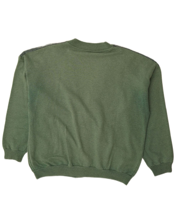Maglione cardigan da uomo vintage XL in cotone color block verde