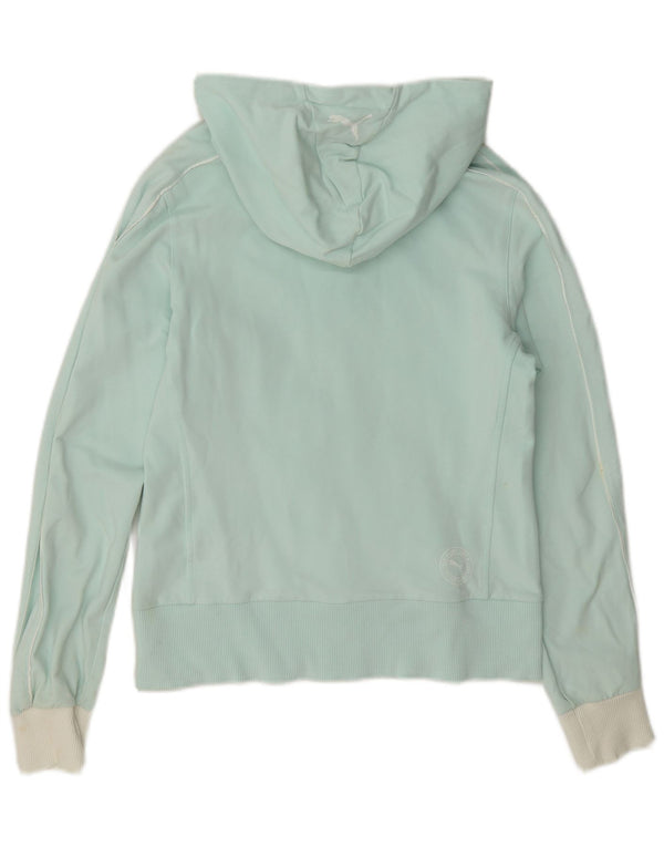 Felpa con cappuccio e zip da donna Puma UK 10 Small Cotone color block turchese