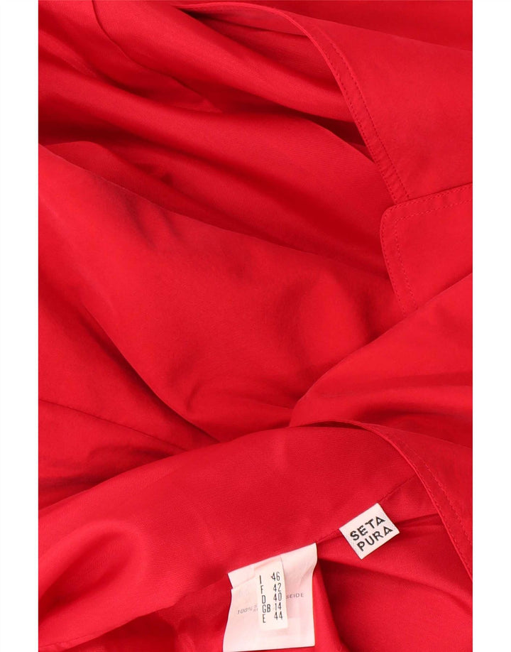 Giacca blazer vintage da donna a 2 bottoni UK 14 grande seta rossa
