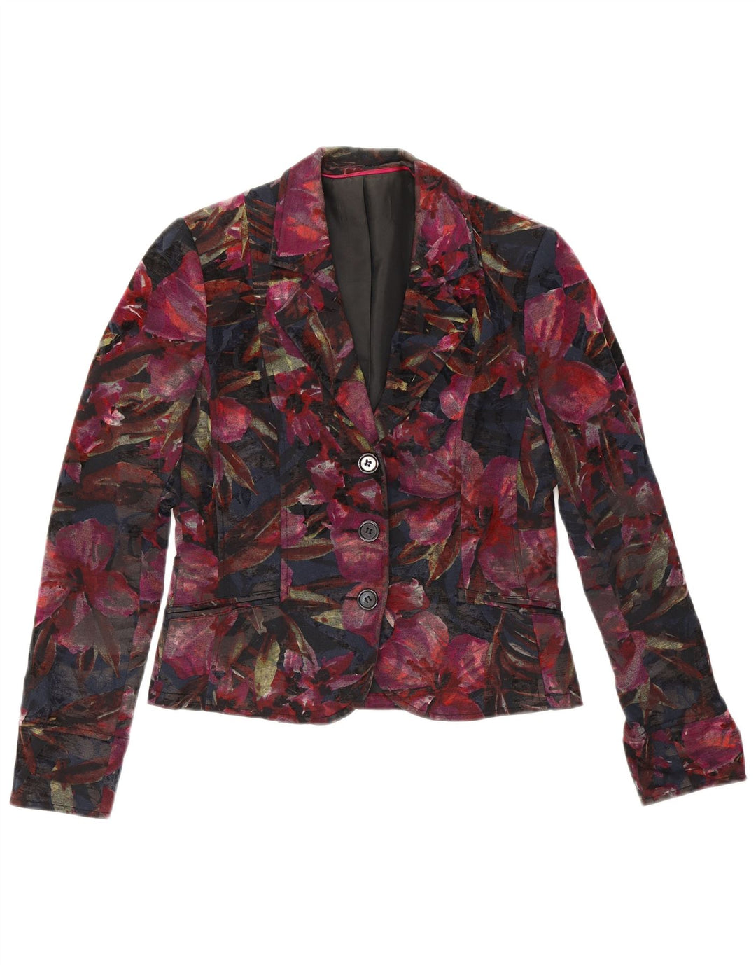 Giacca blazer vintage da donna a 3 bottoni UK 10 piccolo floreale multicolore