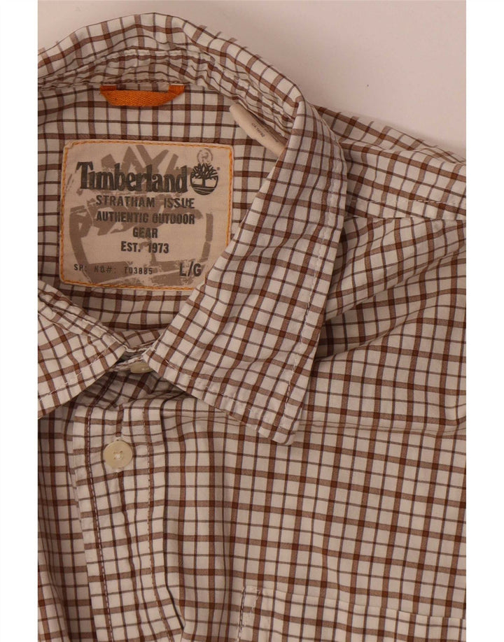 Camicia a maniche corte da uomo Timberland a quadri marroni grandi