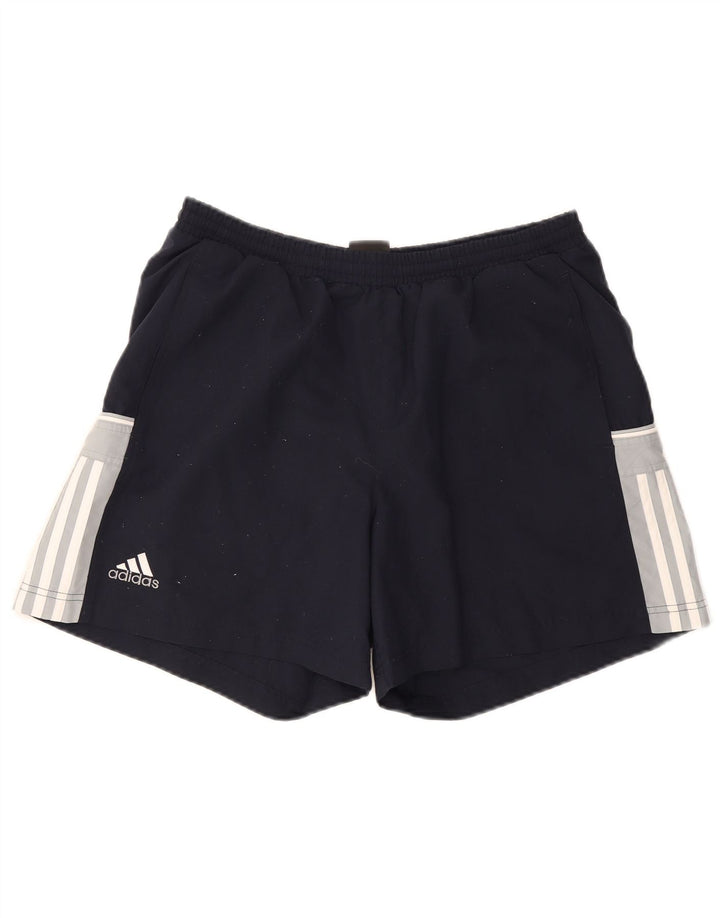 Pantaloncini sportivi da uomo Adidas Medi in poliestere color block blu navy