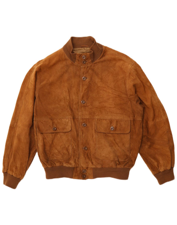 Giubbotto bomber in pelle scamosciata da uomo VINTAGE IT 50 Large in pelle beige