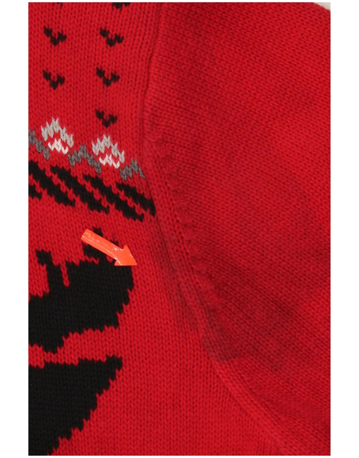 Chaps Uomo Maglione con zip sul collo Maglione grande in cotone Fair Isle rosso