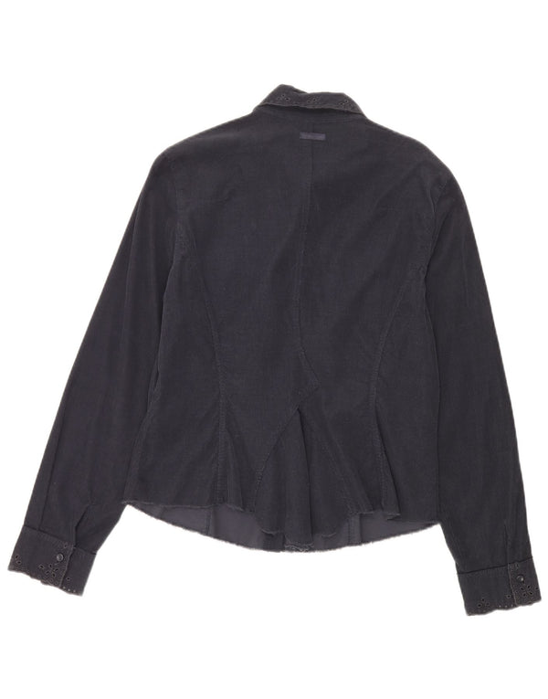 Camicia in velluto a coste da donna Marlboro Classics UK 16 Large in cotone blu navy