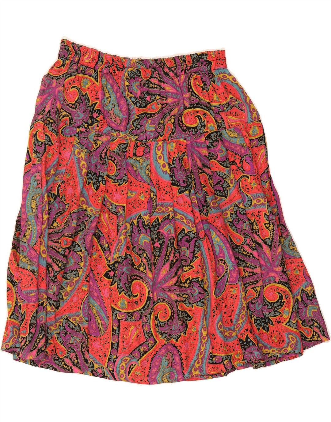 VINTAGE Womens A-Line Skirt W34 Large Multicoloured Paisley Viscose Vintage Vintage and Second-Hand Vintage from Messina Hembry 
