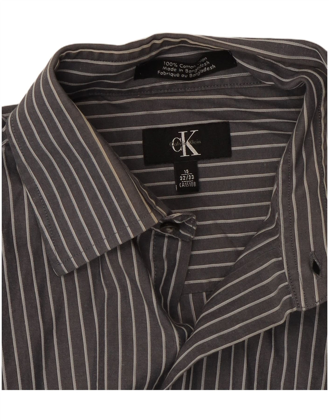 Camicia da uomo Calvin Klein taglia 15 cotone gessato grigio medio