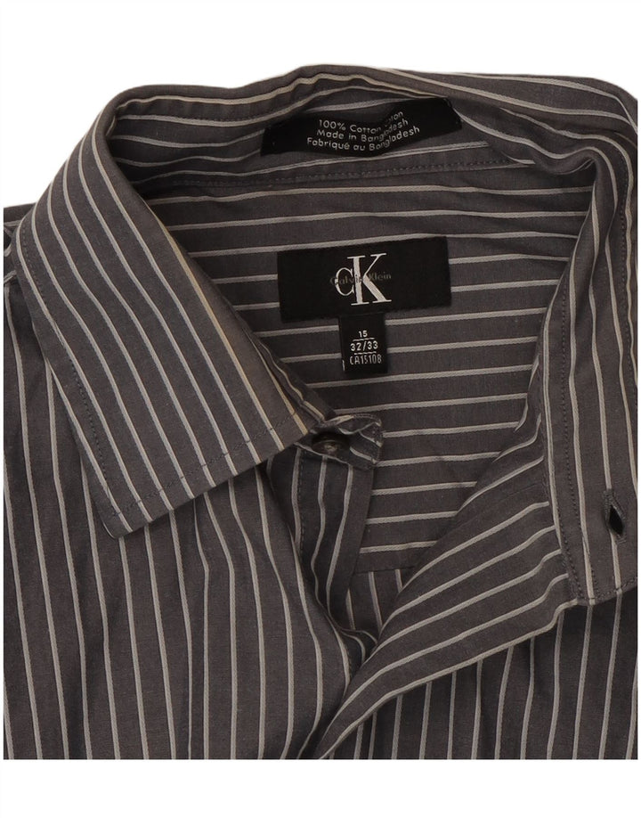 Camicia da uomo Calvin Klein taglia 15 cotone gessato grigio medio