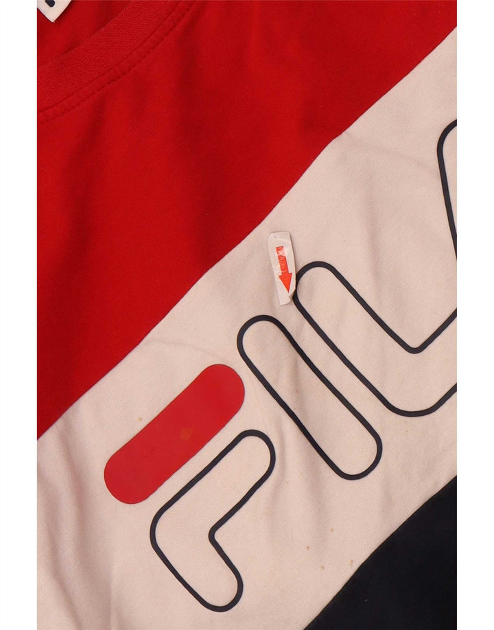 Fila Felpa grafica da uomo Maglione piccolo in cotone color block multicolore