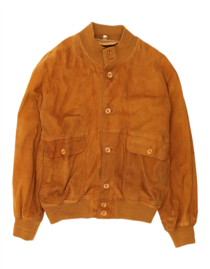 Giubbotto bomber in pelle scamosciata da uomo VINTAGE UK 42 XL Beige