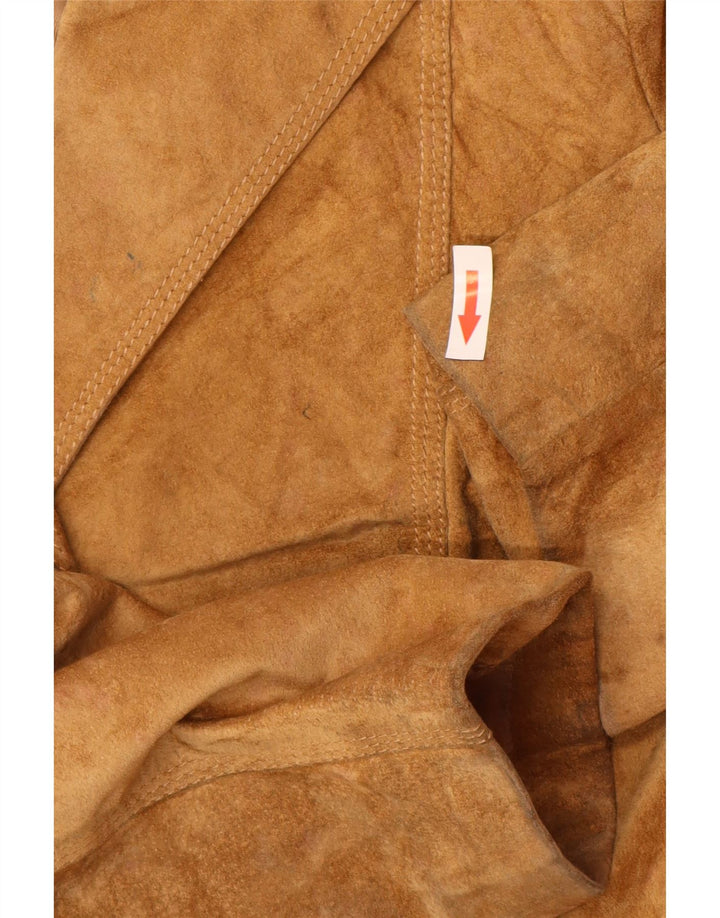 Soprabito in pelle scamosciata da donna Marks & Spencer UK 12 in pelle marrone medio