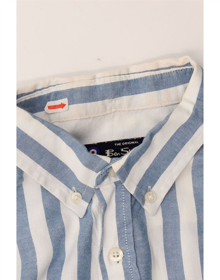 Camicia a maniche corte da uomo Ben Sherman in cotone a righe blu medio