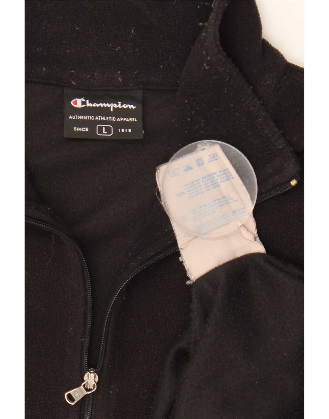 Maglione in pile Champion da uomo con zip e collo, grande, in poliestere nero