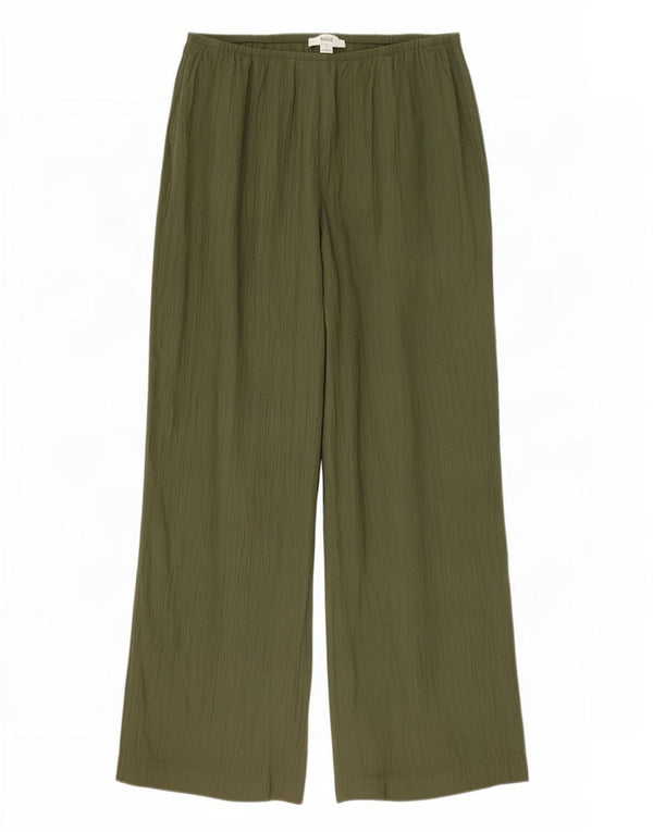 Pantaloni casual a gamba larga da donna Marks & Spencer UK 16 Large W36 L27 Cachi
