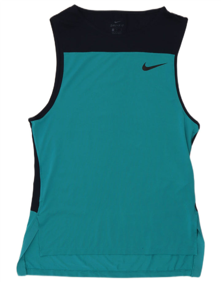 Canotta grafica Nike Dri Fit da donna UK 14 Colorblock blu medio
