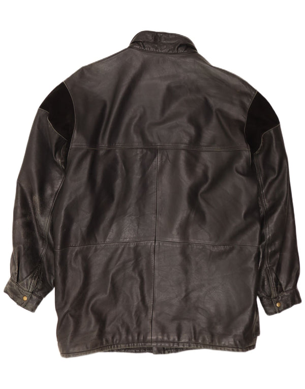 Giacca in pelle vintage da uomo UK 40 grande nera