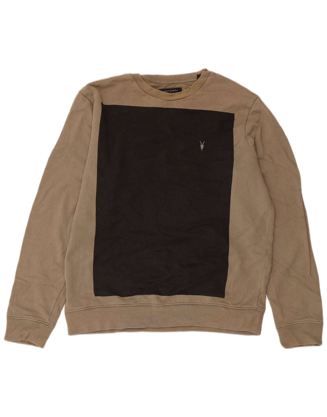 Felpa da uomo All Saints Maglione grande in cotone color block beige
